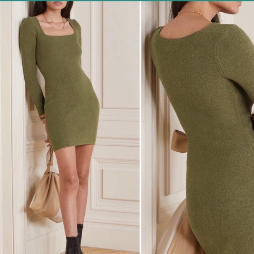 Nanushka Leah Terry Cloth Olive Green Mini Dress
